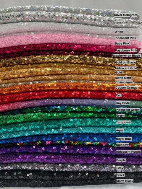 3mm Mini Sequin Tissu Extensible Matériel - Mousseux Paillettes 130cm Large