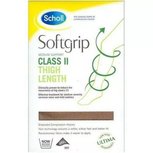 Scholl Softgrip Ultima Class II Oberschenkellänge geschlossene Zehenstrümpfe natural XL