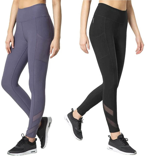 Mondetta Womens High Waist Active Legging Mesh Details Side