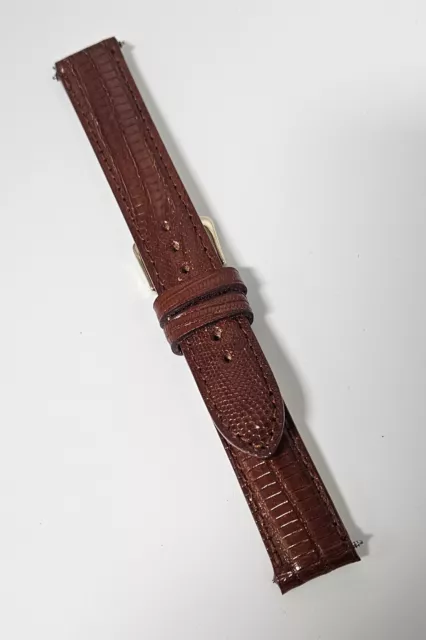 17mm Cognac Genuine Lizard LONG Watch Strap MADE IN THE USA 6471-17L