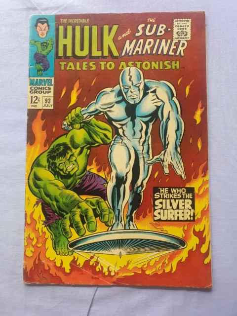 Tales To Astonish 93 Marvel Hulk Sub-Mariner Grade Around Good To Very Good