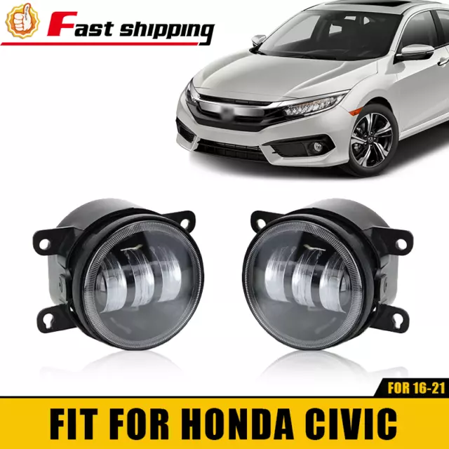 For 2016 2017 2018 2019 2020 2021 Honda Civic LED Fog Lights Lamps Left & Right