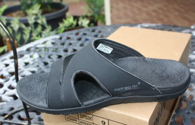 Foot Bio-Tec Black Arch Support Slip-On Sandles Size Aus 8.5