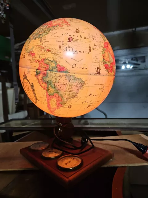 1992 World Discoverer Illuminated Scan-Globe Map Barometer Denmark