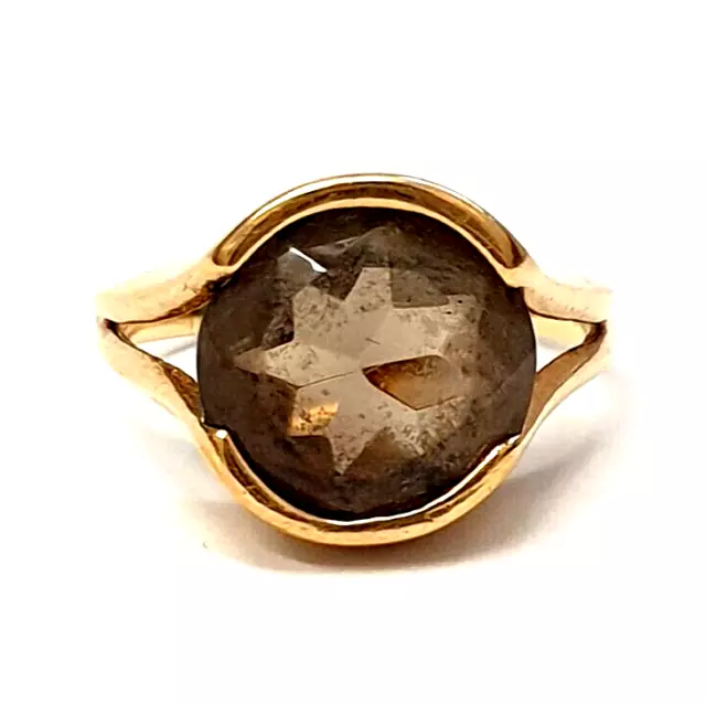 9ct Yellow Gold Smokey Quartz Ring, Size G *FREE RESIZING