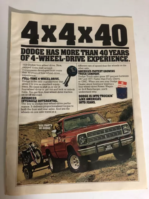 vintage Dodge 4 Wheel Drive Print Ad  Advertisement PA1