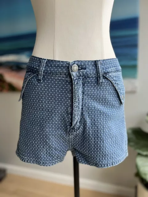 ZIGGY DENIM blue dot rib warmers shorts size 28