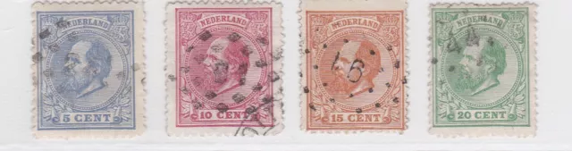 Netherlands - 1872 King William III  - Set of 4 Stamps USED