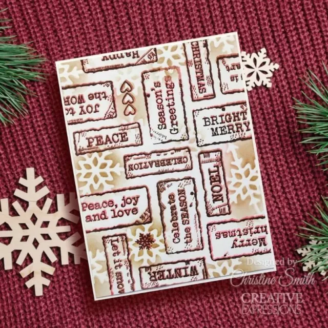 Holzware Distressed Christmas Sentiment Etiketten klar Stempel Set Etikett Kartenherstellung 2