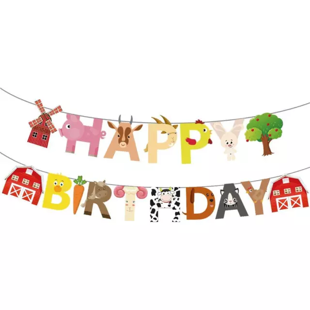 Farm Happy Birthday Party Banner, Farm Animal Theme Baby Shower Party Banner ...