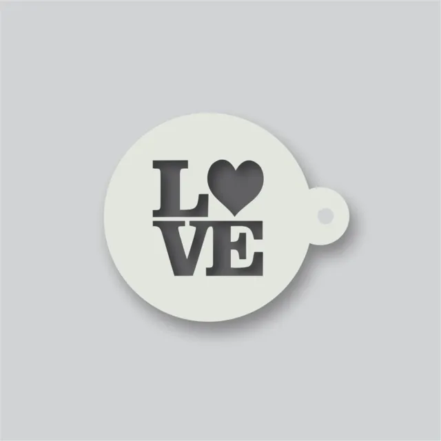 Love coffee duster stencil for Coffee, Latte, Cappuccino, Tea and Barista use.