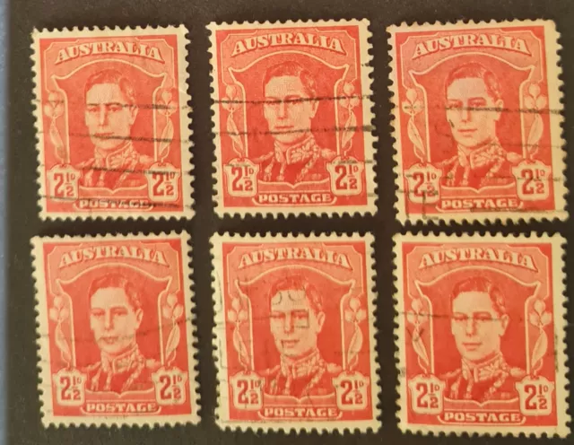 6 Australia  King George VI Stamp pre decimal    2 1/2 D Australian stamp