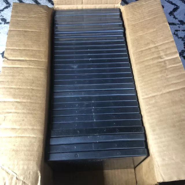 Lot of 32 Empty Black DVD Cases Brand New! 29 Single and 3 Double