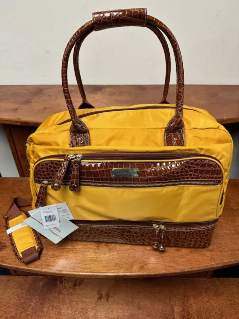 New Samantha Brown Classic Drop Bottom Satchel With Yellow / Camel