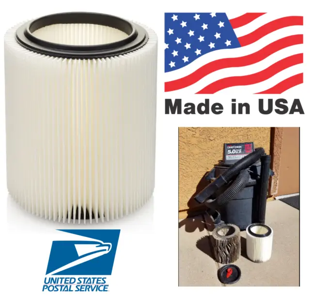 Replacement Shop Vac Filter for Sears Craftsman 5+ 6 8 12 16 gallon. Wet Dry Vac