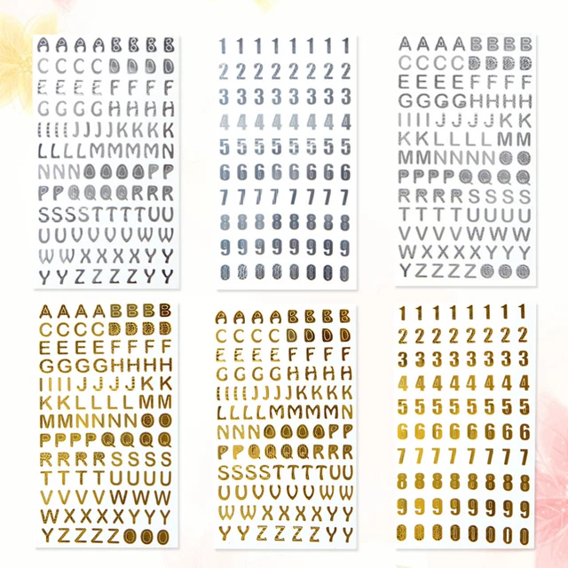6 Sheets Scrapbook Stickers Alphabet Scrapbooking Letters Foil Adhesive Crafts