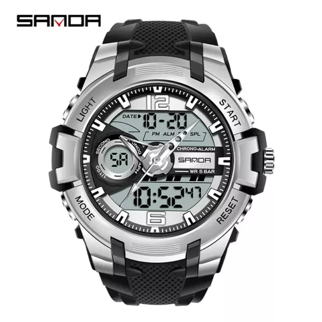 SANDA Top Marke Armbanduhr Herren Dual Display mit Digitaler & Analoger Anzeige
