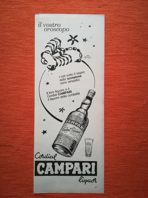 PUBBLICITA' CARTACEA ORIGINALE ADVERTISING "CAMPARI" DISEGNI CAPPADONIA del 1967