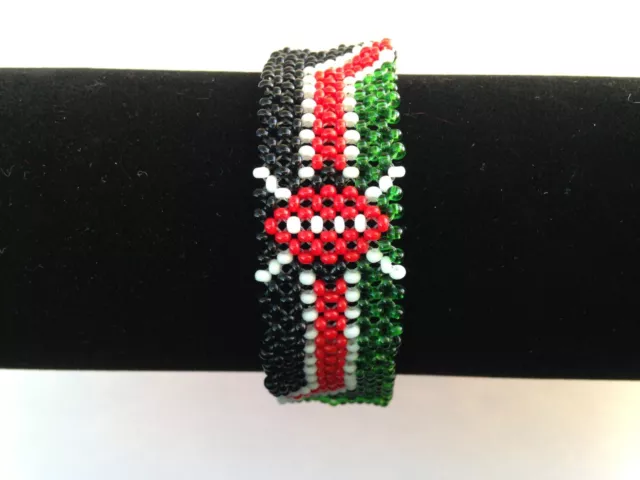 Wrist Band Bracelet Masai Beads Kenyan Flag African Unisex Made in Kenya 8"