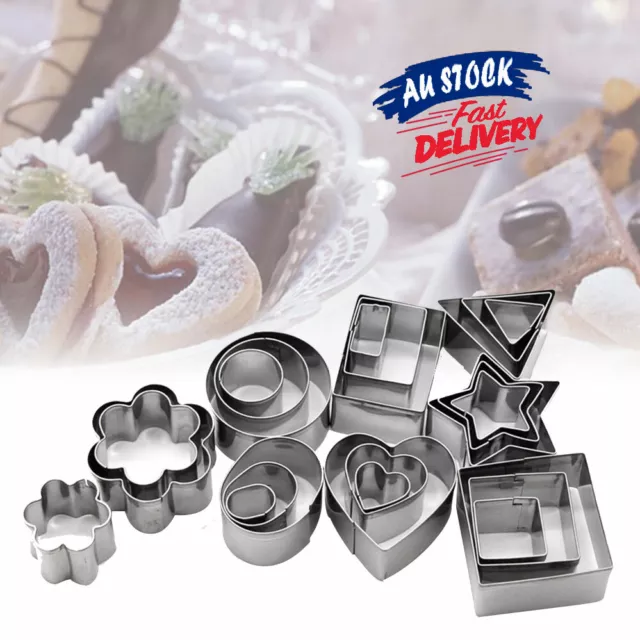 24pcs/Set Dough Biscuit Cutter Cake Baking Mould Round Cookie Stainless Steel