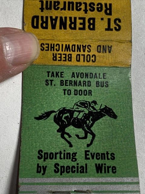 Matchbook Cover  St Bernard Ohio Cincinnati Restaurant Beer Horse Racing Sports