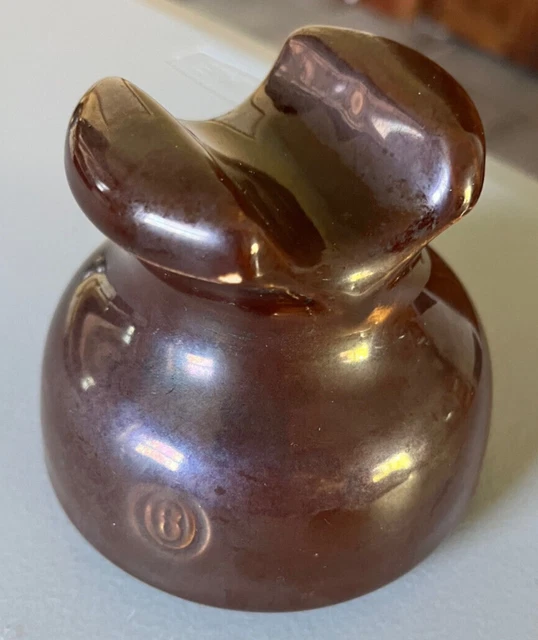 Medium Chocolate Brown “B” Porcelain Telephone/Telegraph Insulator