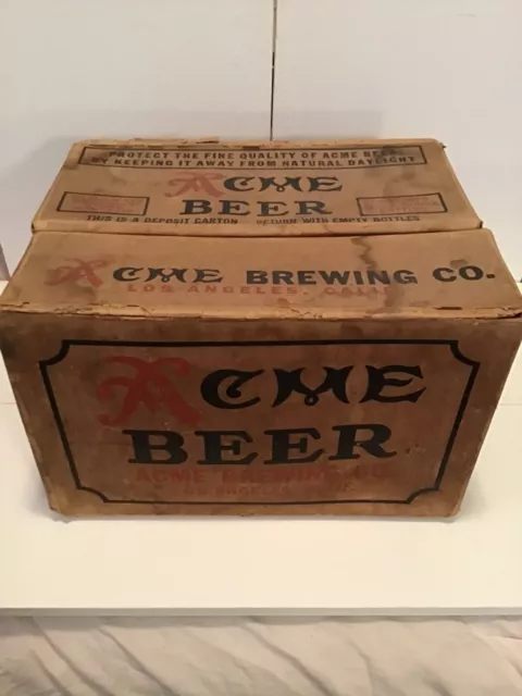 Vintage Acme Beer 12/32 Oz. Bottles Cardboard Box