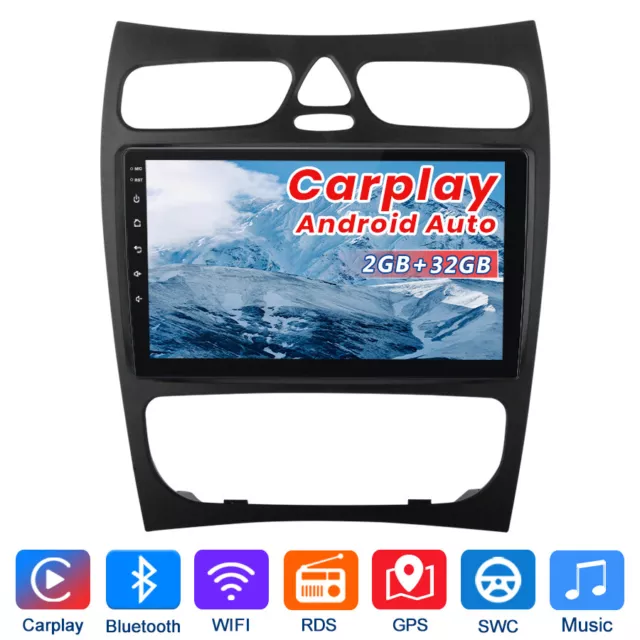 CarPlay 9"Android12 Autoradio GPS Navi DAB+ WiFi Für Mercedes Benz CLK W209 W203