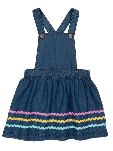 KITE Biologico - Abito per bambine Ric Rac Denim Blu Pinafore -