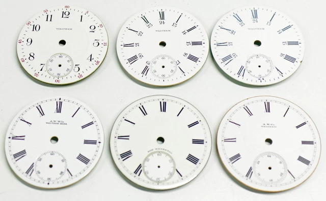 Lot of 6  dials for Waltham S18 Full Plate pocket watches. Lot 6.