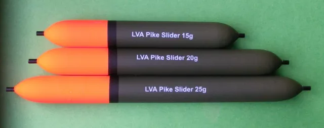 LVA Pike Slider Fishing Floats 15g, 20g, 25g - Set of 3