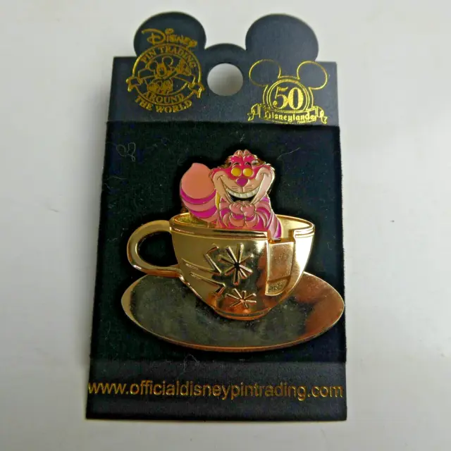 Disney Pin 38481 DLR Golden Vehicle Collection Mad Tea Party Cheshire Cat Alice