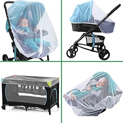 Baby Mosquito Net for Stroller, Car Seat & Bassinet – Premium Elastic Net White