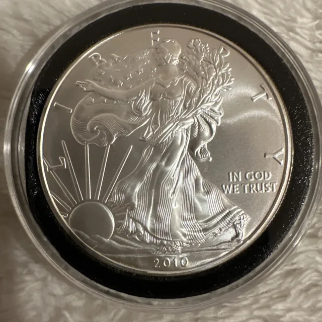 2010 Silver Eagle One Once Silver Dollar!  Bu! In Holder #2 Looks Perfect!