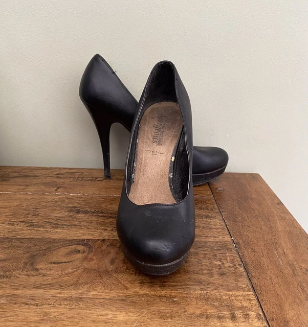 NEW LOOK BLACK High Heel Platform Stiletto Heel Closed Toe Shoes Size