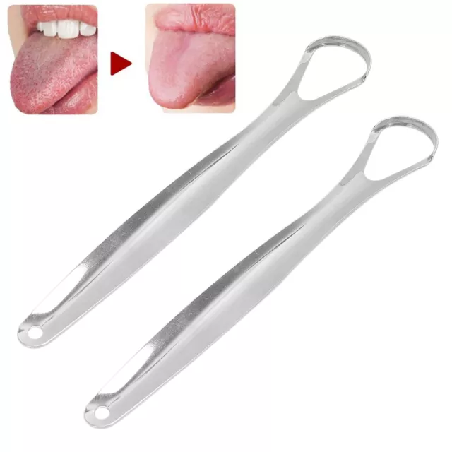 (S)2pcs Adult Tongue Scraper Stainless Steel Freshen Breath Tongue Cleaner IDS