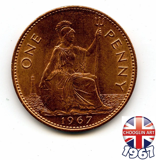 A BRITISH 1967 ELIZABETH II PENNY 1d coin (UNCIRCULATED)