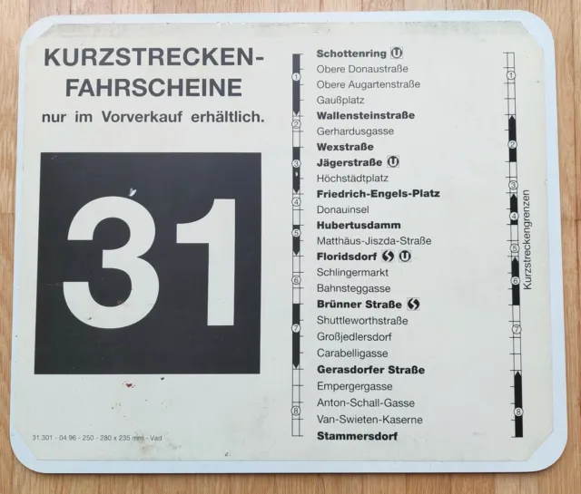 Straßenbahn Wien -  1-fach Streckentafel, Liniennummer (Linie 31)