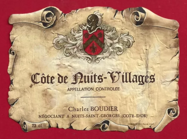 86/102 Etiquette BOURGOGNE CÔTE DE NUITS-VILLAGES Charles BOUDIER  négoc. NUITS