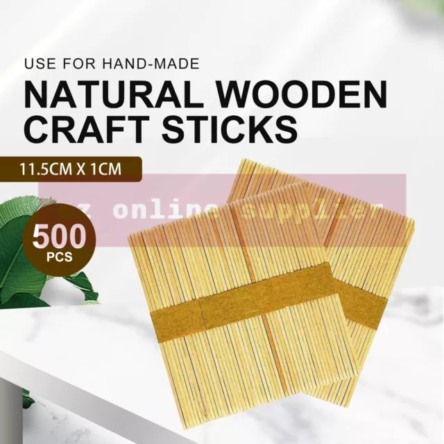 WOODEN CRAFT STICKS PADDLE POP POPSICLE NATURAL 11.4cm