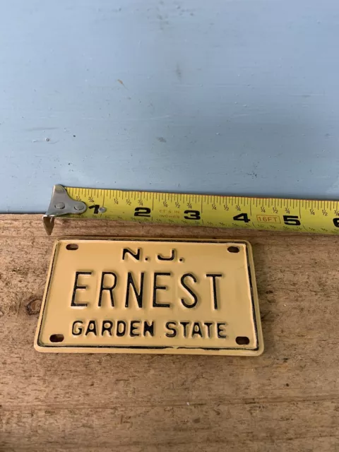 Old School JERSEY Bike License Plate- “ ERNEST  ”-SCHWINN Stingray,Mongoose BMX