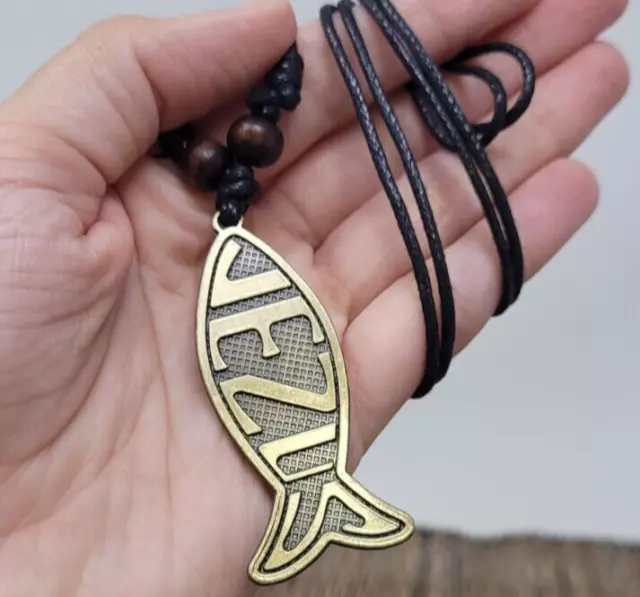 Jesus Fish necklace Ichthys fish necklace christian catholic necklace pendant