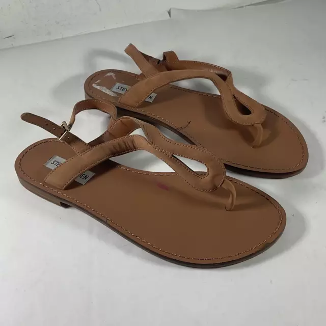 Steve Madden Brown Leather Slingback Thong Sandals - Women's Size 7