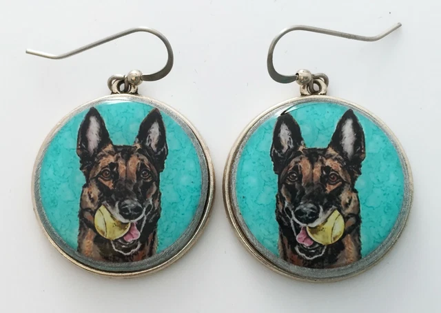 Belgian Malinois Dog Original Art Earrings