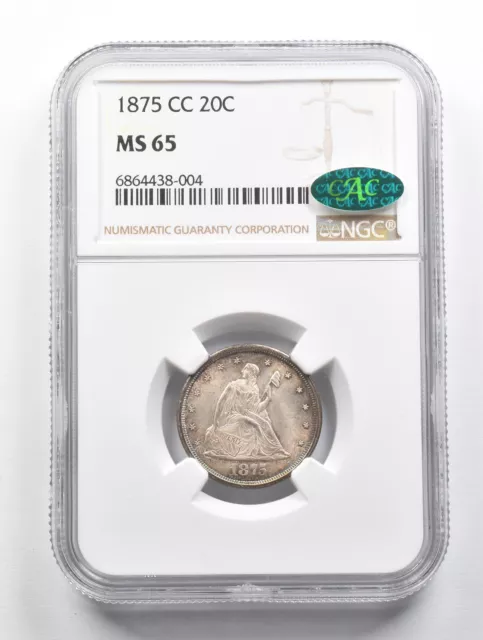 MS65 1875-CC Seated Liberty Twenty Cent Piece CAC NGC *3508