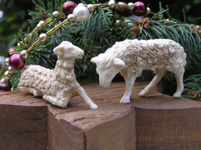 alte Krippenfiguren Tierfiguren Schafe weiß Elastolin Lineol Sammler Vintage