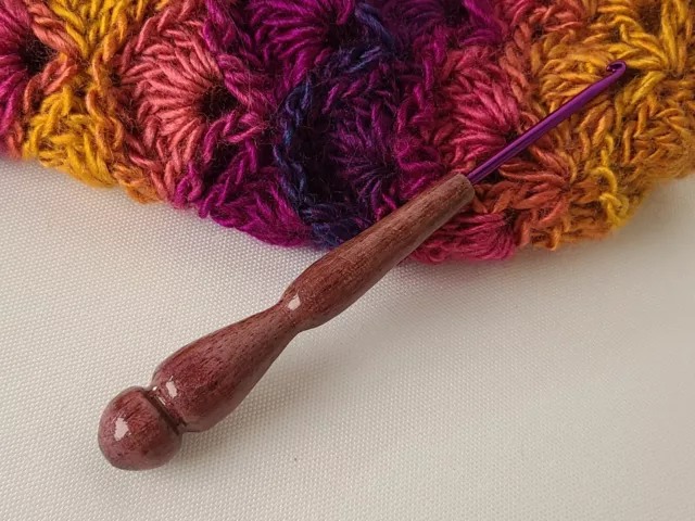 PURPLEHEART handmade 3.5 mm (E) EXOTIC WOOD crochet hook, made in Colorado