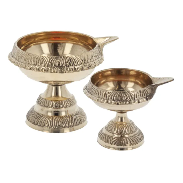 KERALA STYLE DIYA Puja Lamp Handmade Brass Deepak Oil Lamp Deeva Temple  Decor £27.42 - PicClick UK