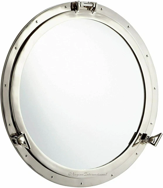 20" completo latón canal barco ojo de buey ventana barco redondo espejo...