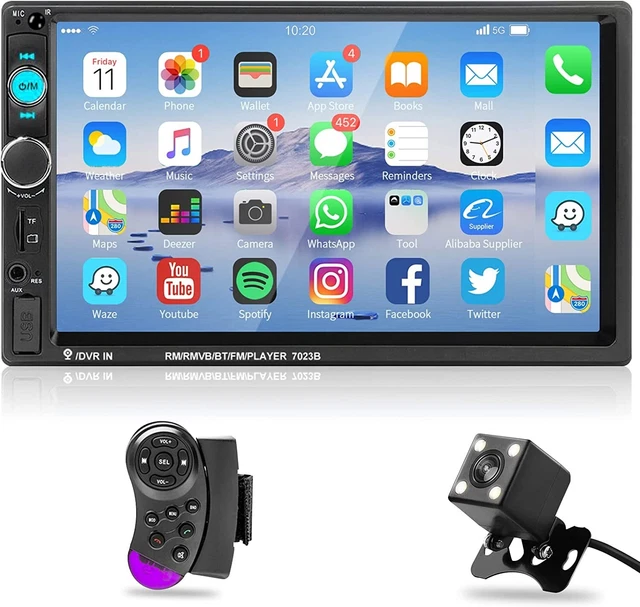 Podofo 2 Din Autoradio con Schermo 7'' Mirror Link per IOS/Android Bluetooth Man